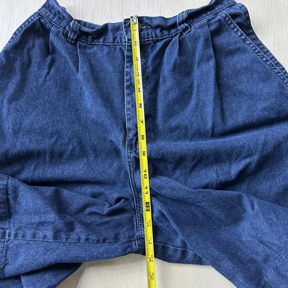 Vintage 70s Sears Denim Culotte Shorts Womens 16 28W Blue Pleated Pockets USA